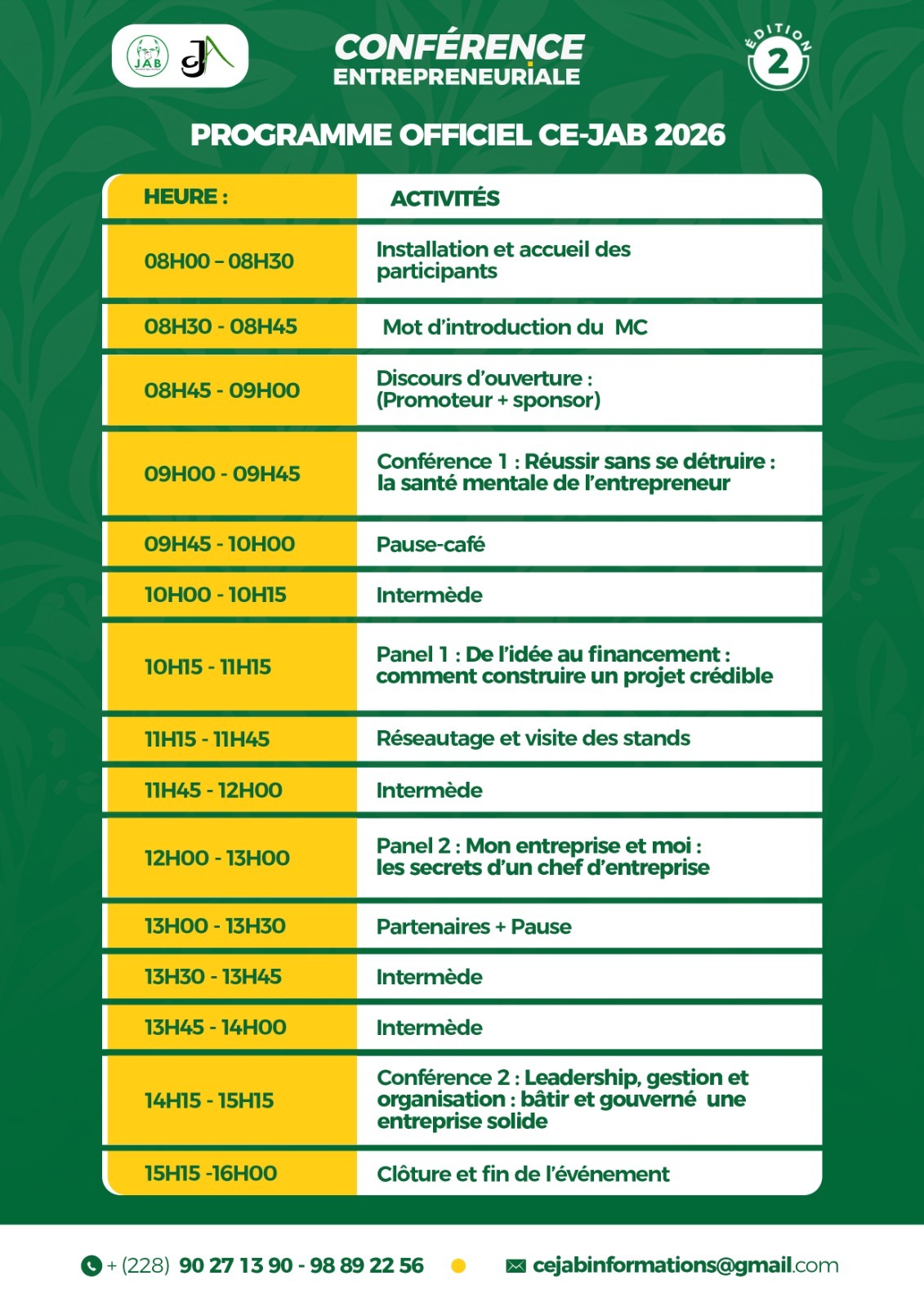 Affiche officielle CE-JAB 2026